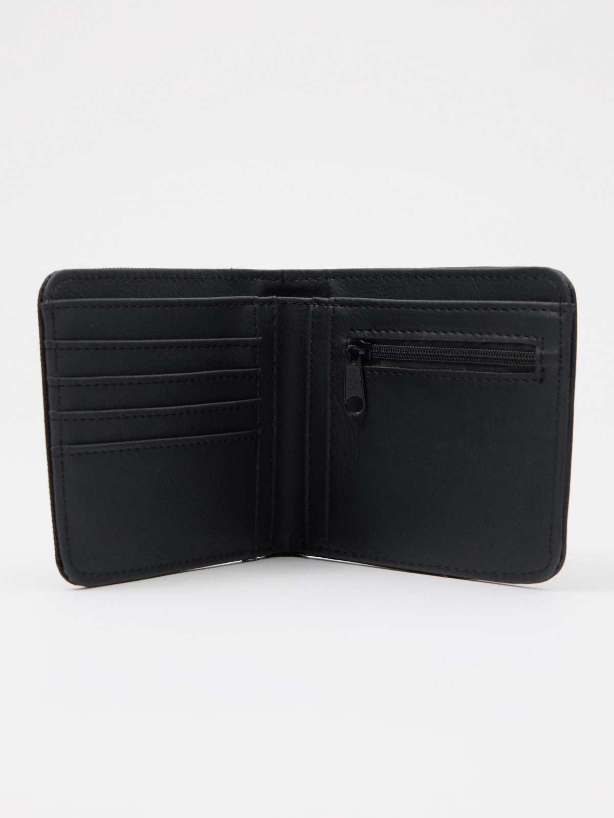 Black leatherette and canvas briefcase black 45º side view