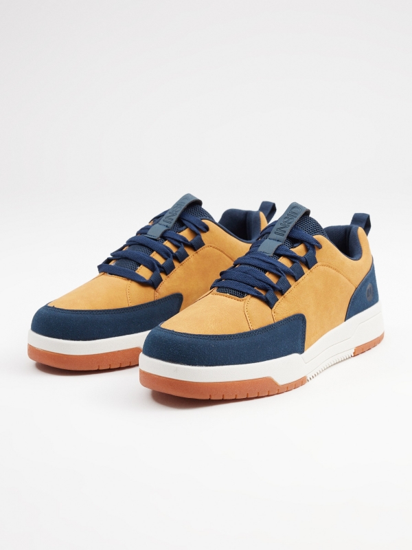 Combined casual sneaker mustard 45º front view
