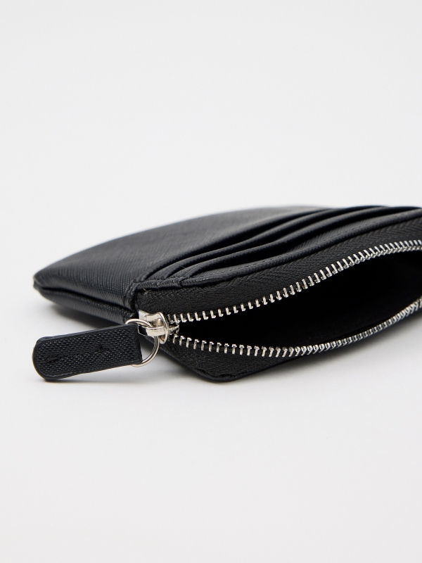 Coin purse with card holder black 45º side view