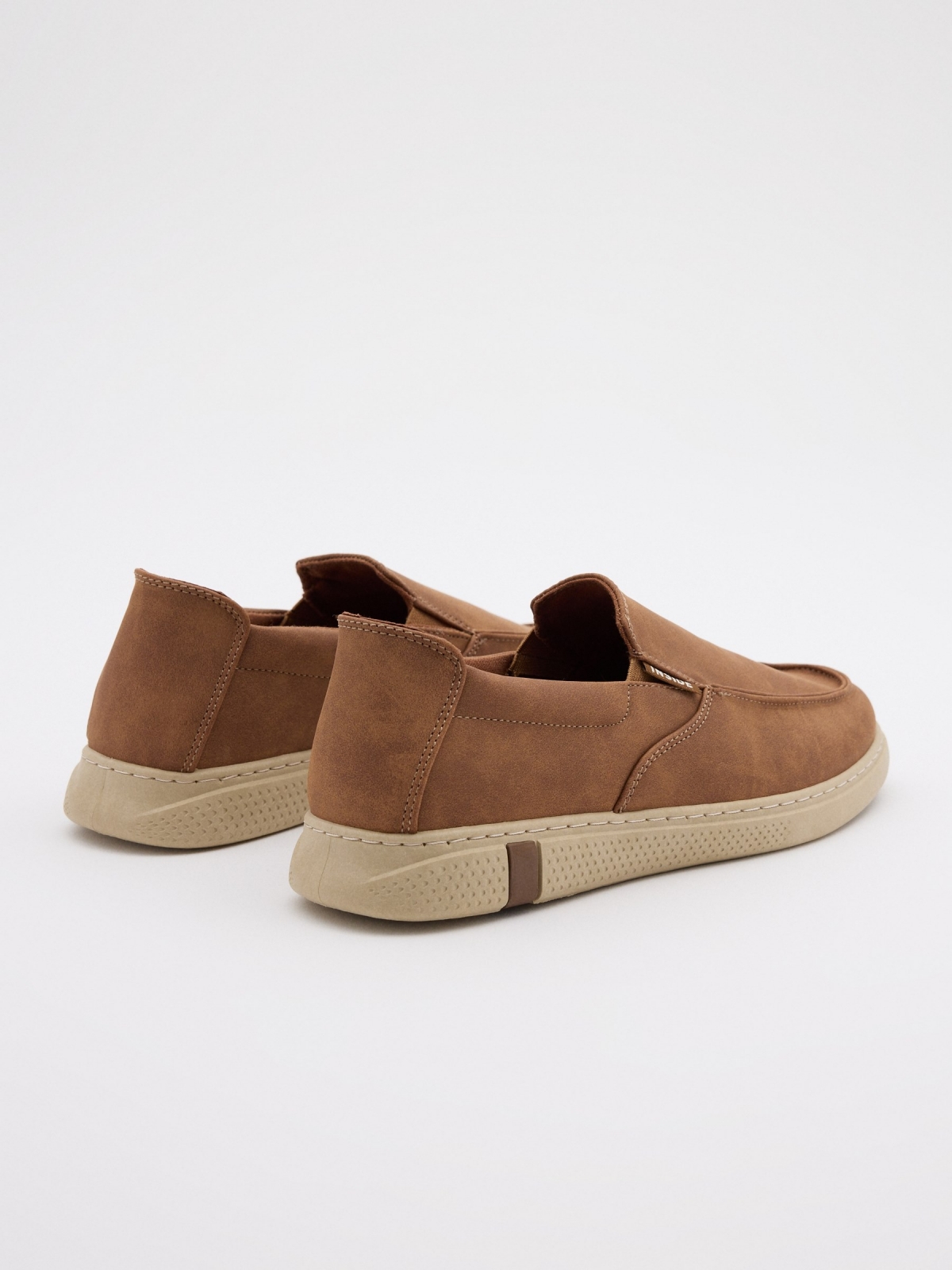 Sneakers with elastic band light brown 45º back view
