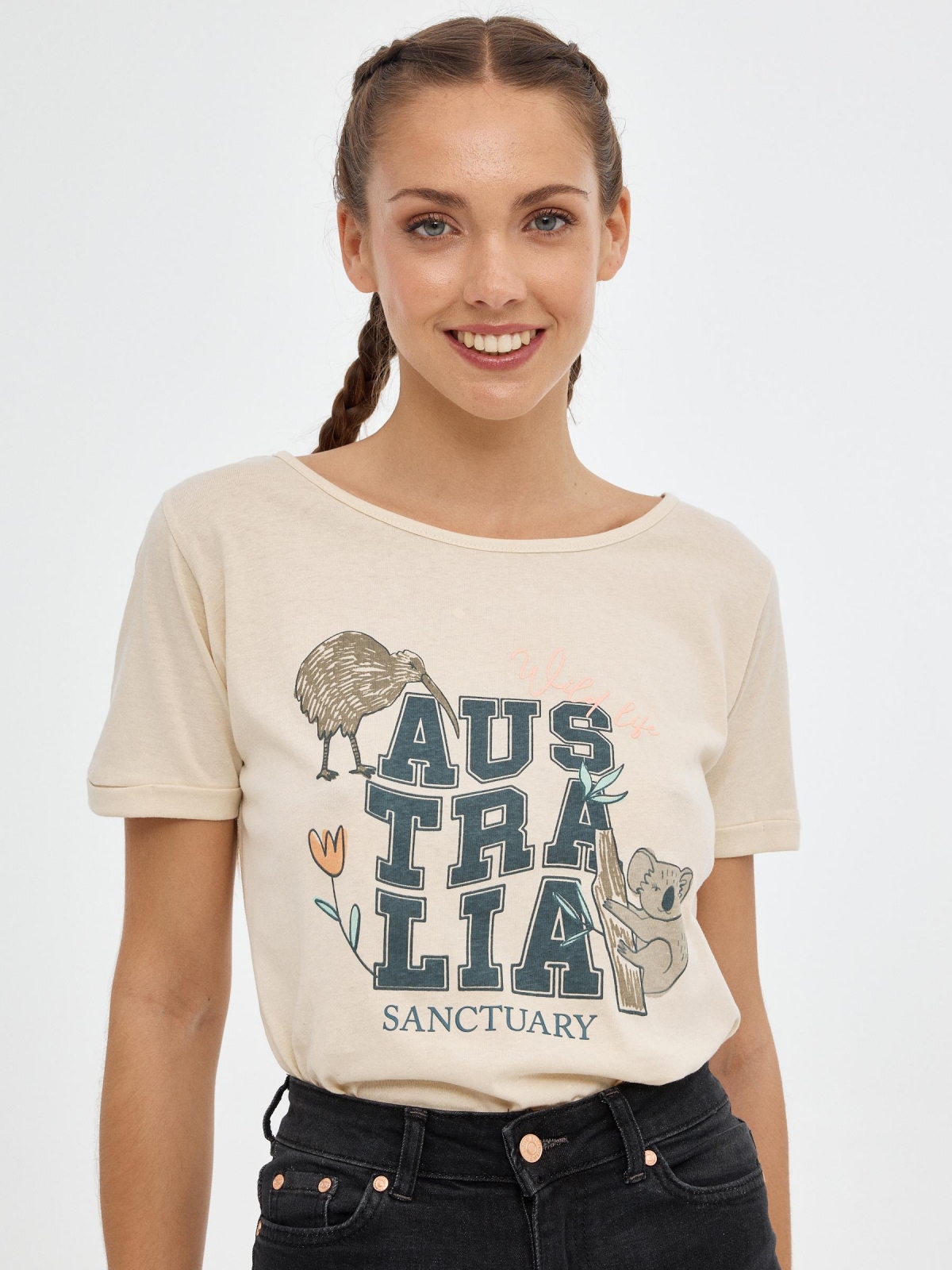 T-shirt Australia areia vista meia frontal