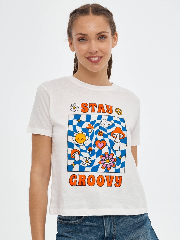 Stay Groovy T-shirt off white middle front view