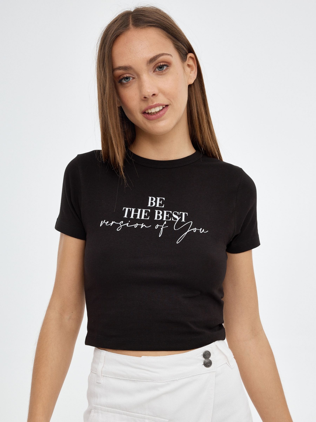 Be the Best T-shirt preto vista meia frontal