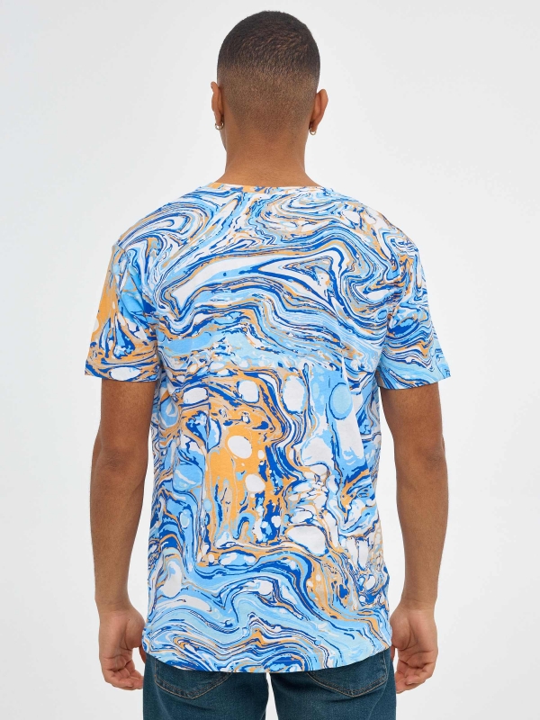 Surrealist print t-shirt white middle back view