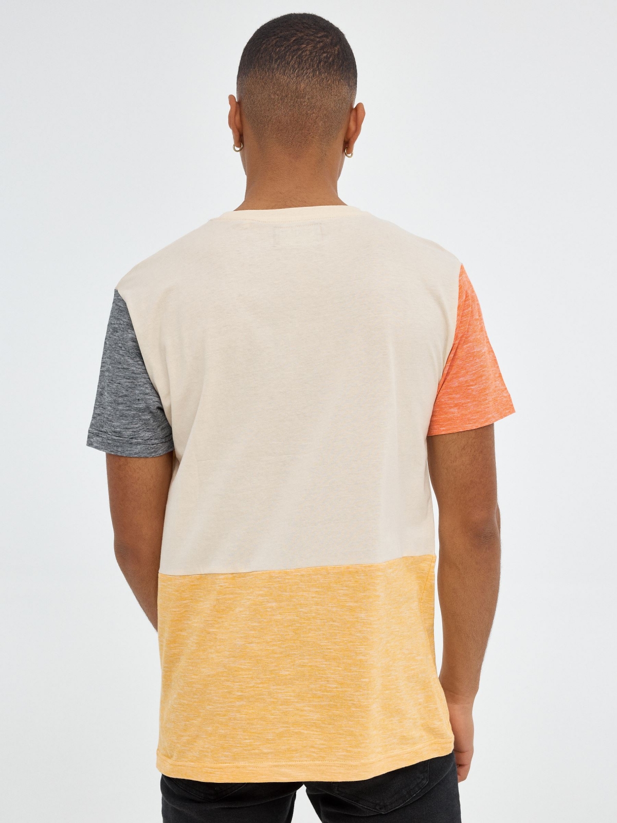 Saturday color block T-shirt sand middle back view