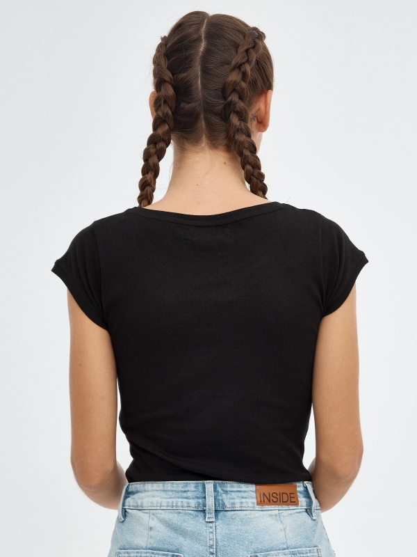 Camiseta print Girlboss negro vista media trasera