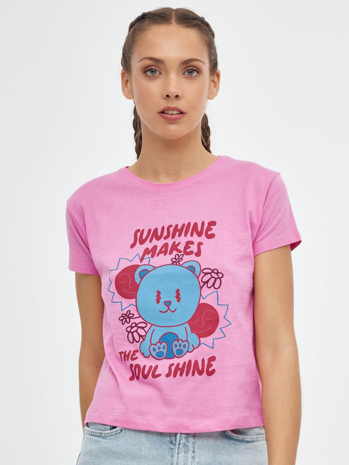 T-shirt Sunshine rosa vista meia frontal