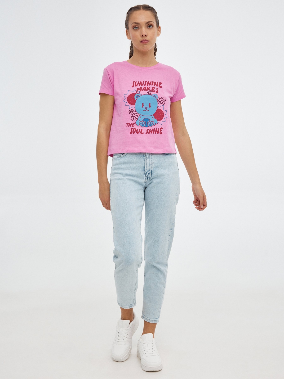 T-shirt Sunshine rosa vista geral frontal