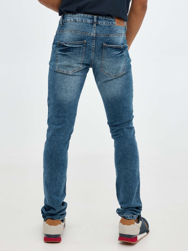 Jeans slim denim blue middle back view