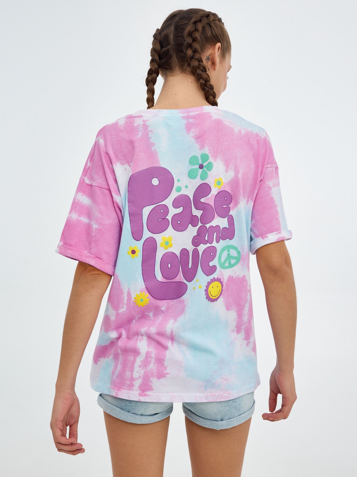 Tie&dye T-shirt Good Vibes multicolor middle back view