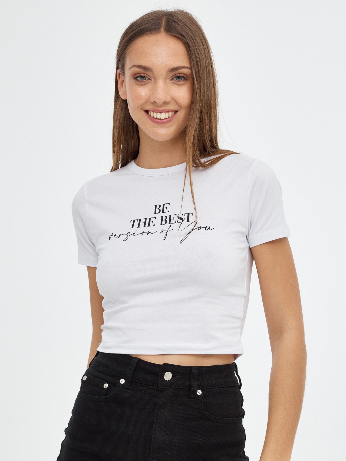 Be the Best T-shirt branco vista meia frontal