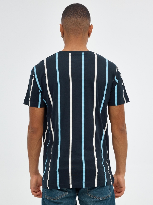 T-shirt estampada summer azul marinho vista meia traseira