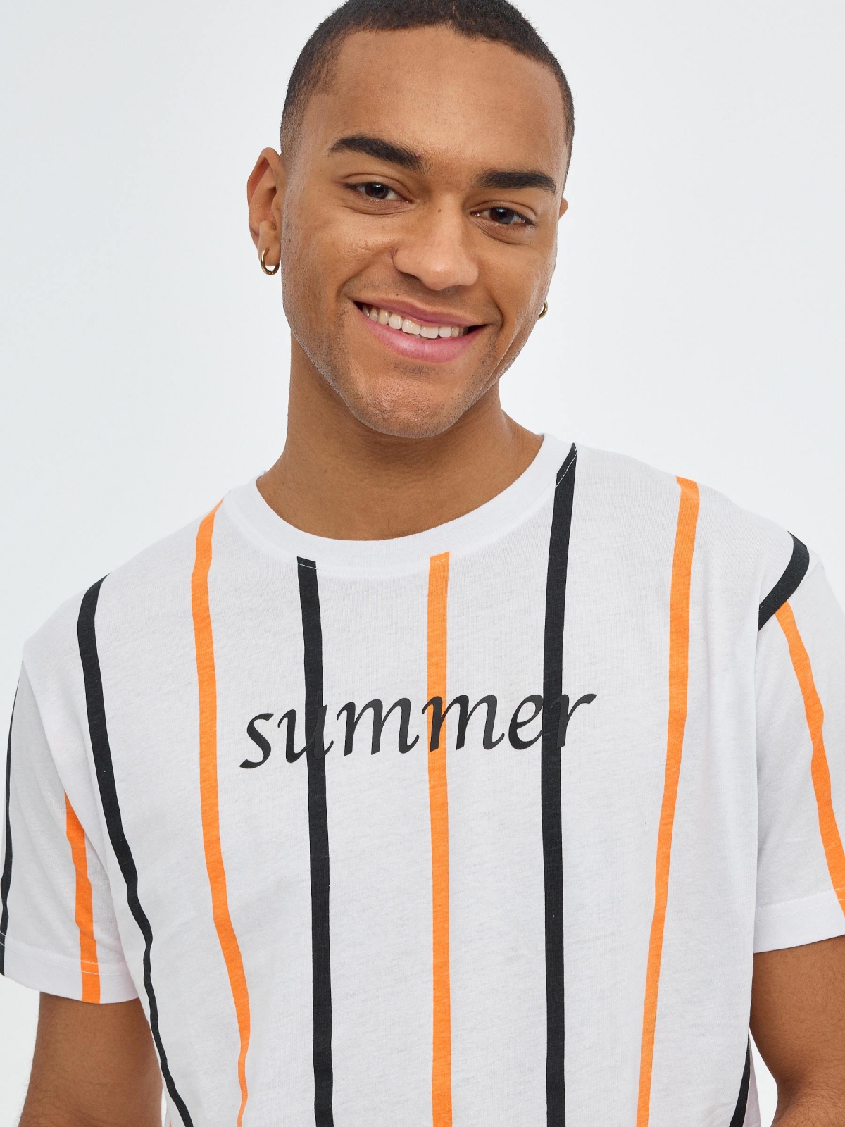 Camiseta print summer blanco vista detalle