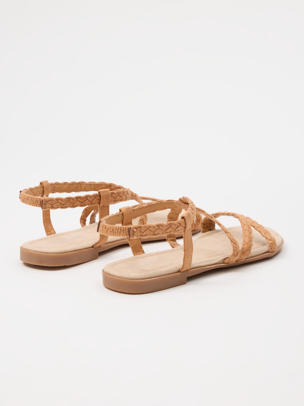 Braided straps sandal taupe 45º back view
