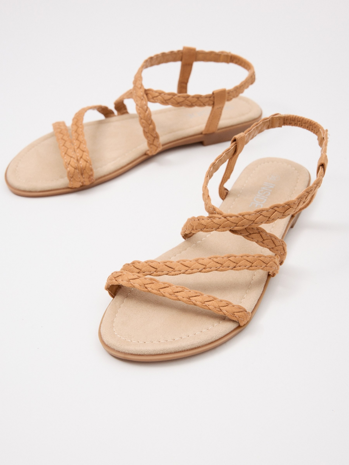 Braided straps sandal taupe detail view