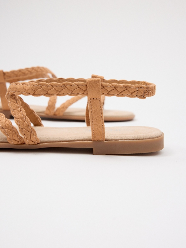 Braided straps sandal taupe detail view