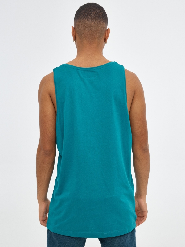 Oversized surf printed t-shirt emerald middle back view