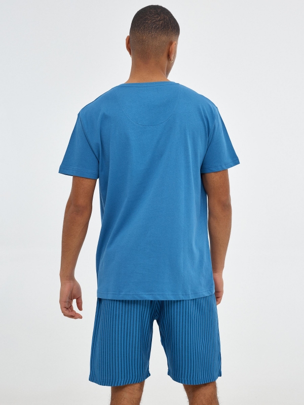 Pijama de hombre pantalón rayas azul vista general trasera