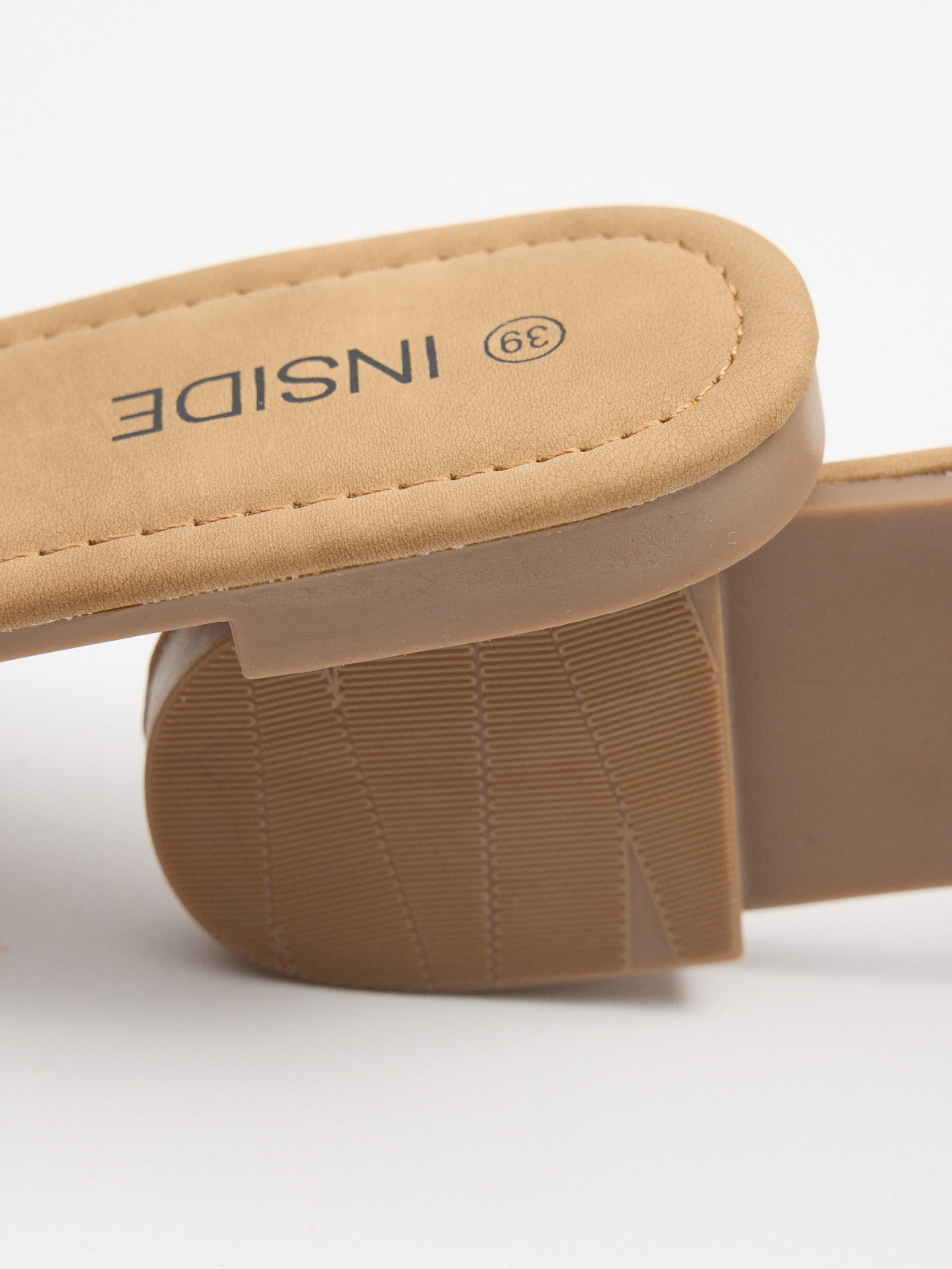 Strappy thong sandal earth brown detail view