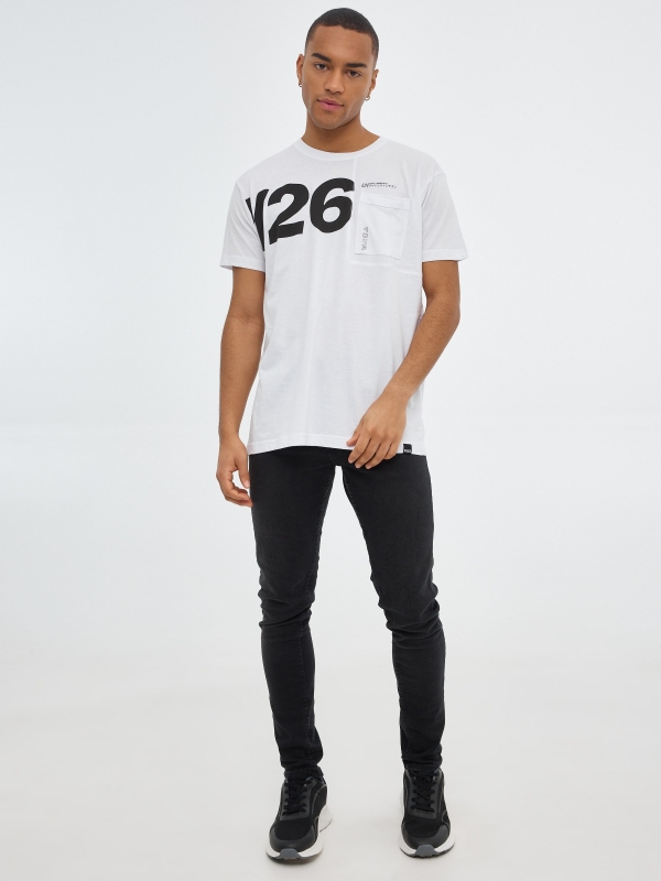 Graphic T-shirt with pocket white front view