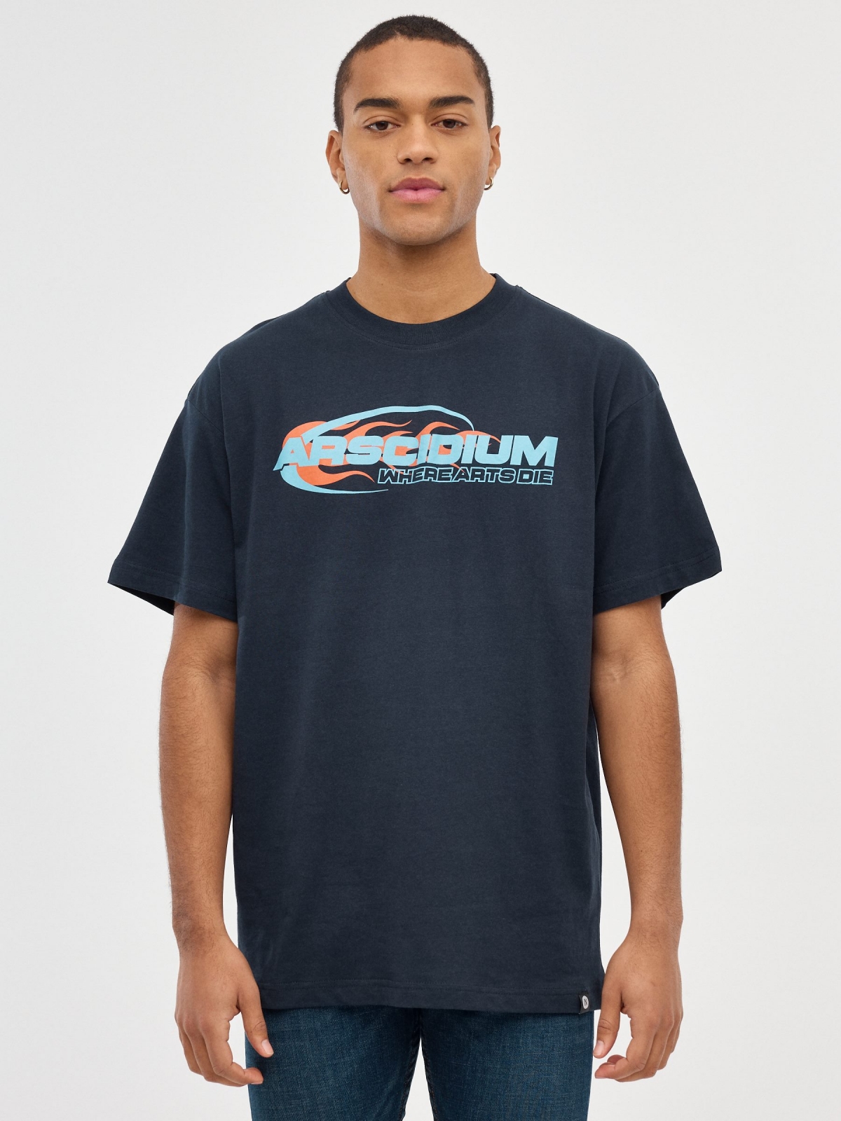 Camiseta Arscidium azul marino vista media frontal