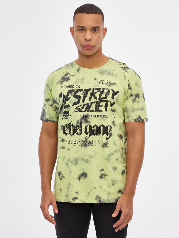Destroy T-shirt lime middle front view