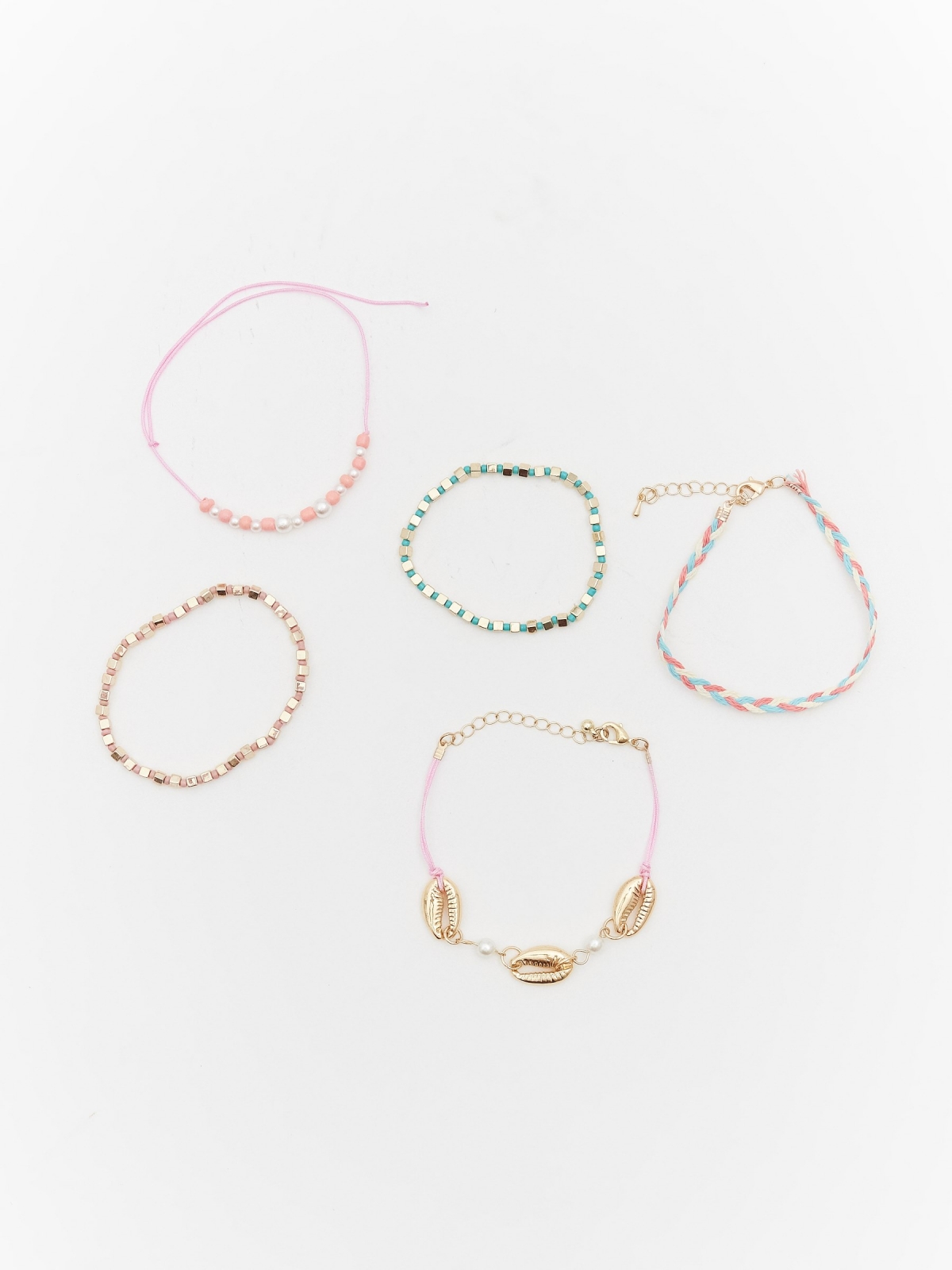 Conjunto de 5 braceletes sortidas multicolorido