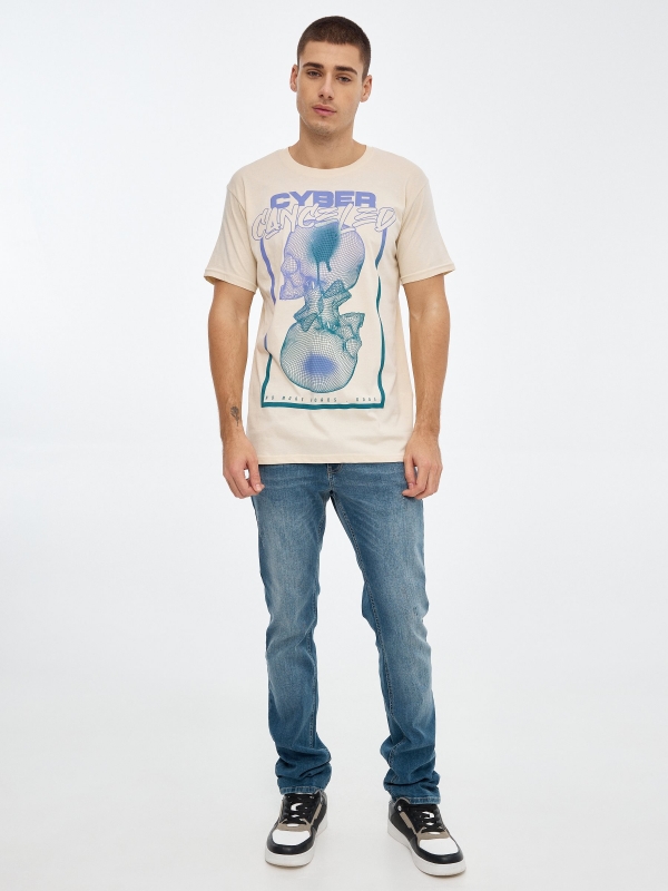 Skull printed t-shirt sand front view