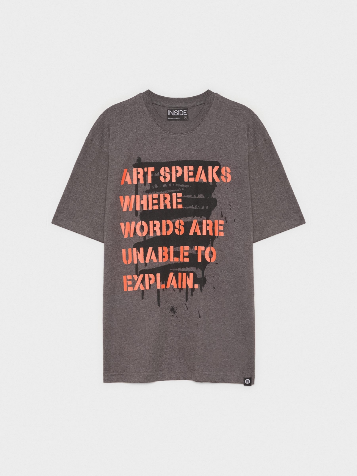 T-shirt com palavras sobredimensionadas melange escuro