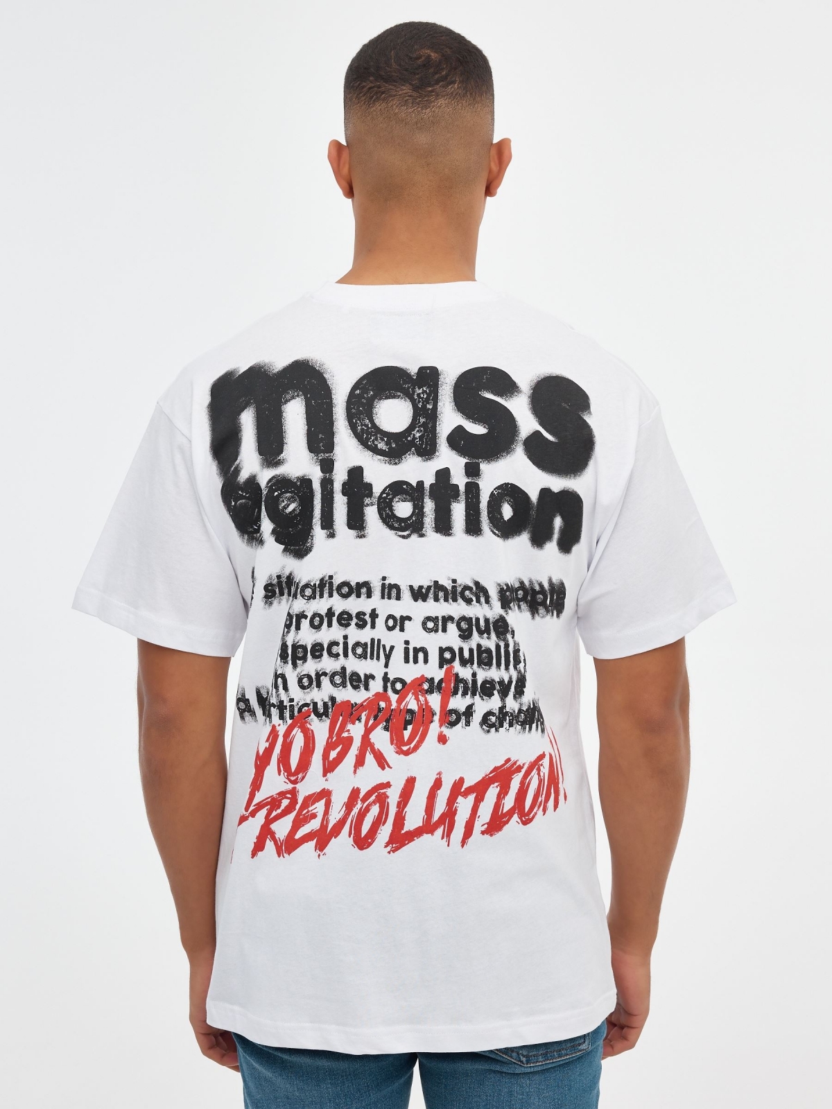 Mass Agitation T-shirt white middle back view