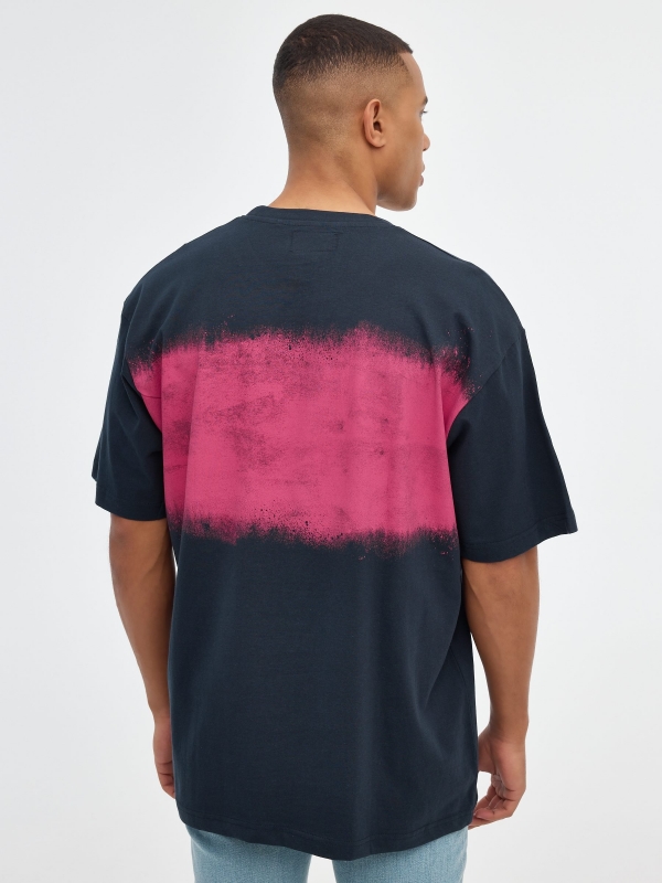 T-shirt de grandes dimensões em Ufestyle azul marinho vista meia traseira