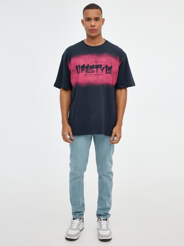 Ufestyle oversized T-shirt navy front view