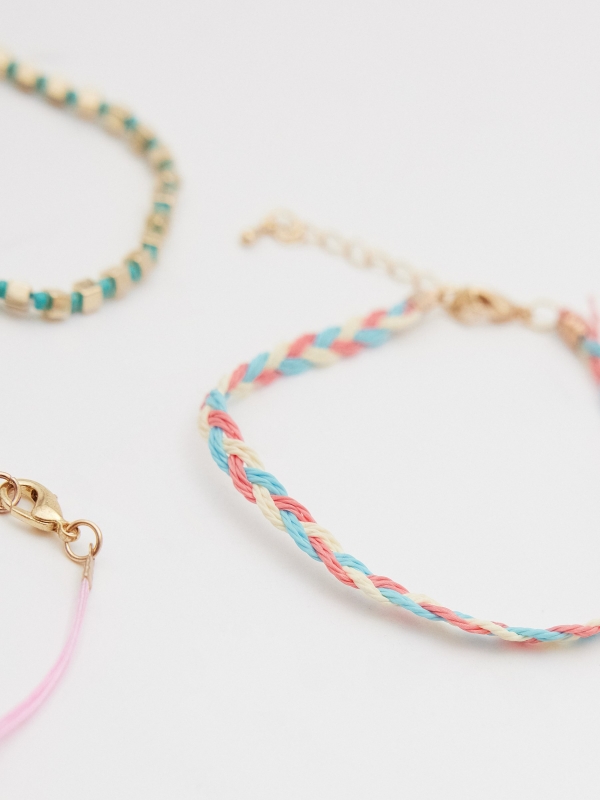 Conjunto de 5 braceletes sortidas multicolorido vista detalhe