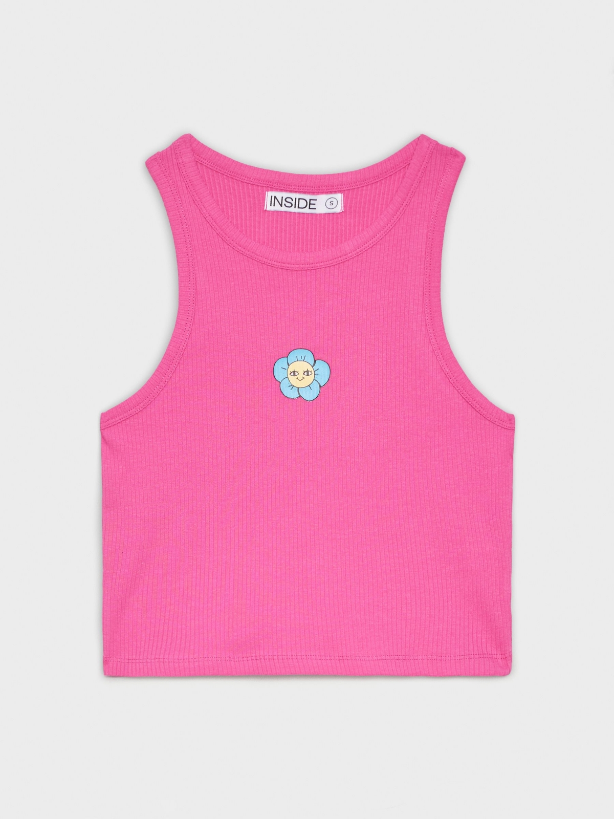 Halter top with embroidery magenta