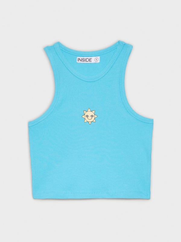  Halter top with embroidery sky blue