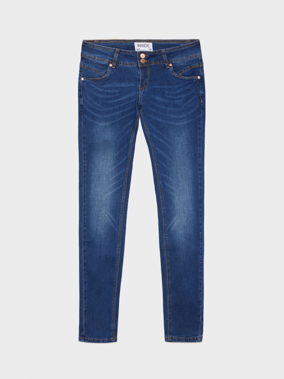  Low-rise distressed skinny jeans blue