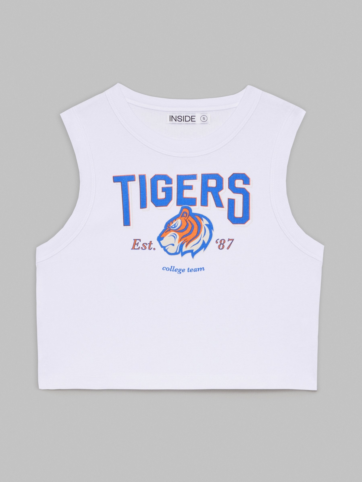  Camiseta crop Tigers blanco