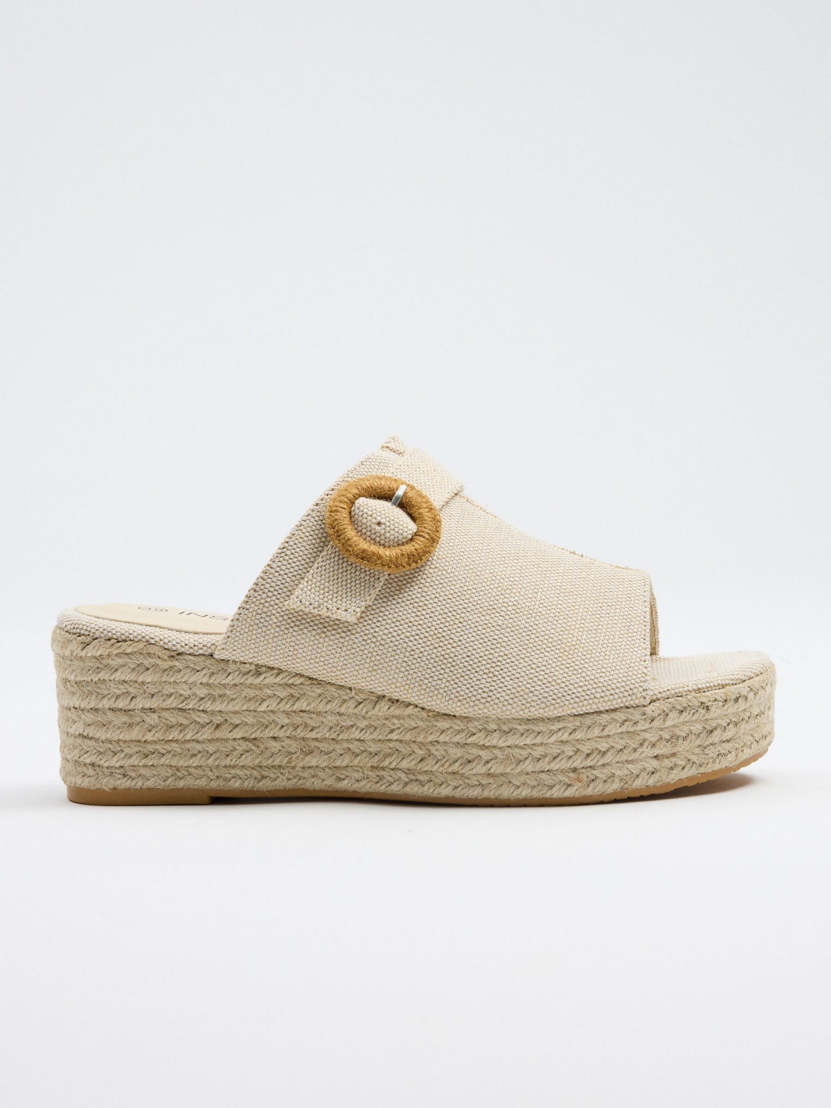 Jute clog with buckle fastening sand