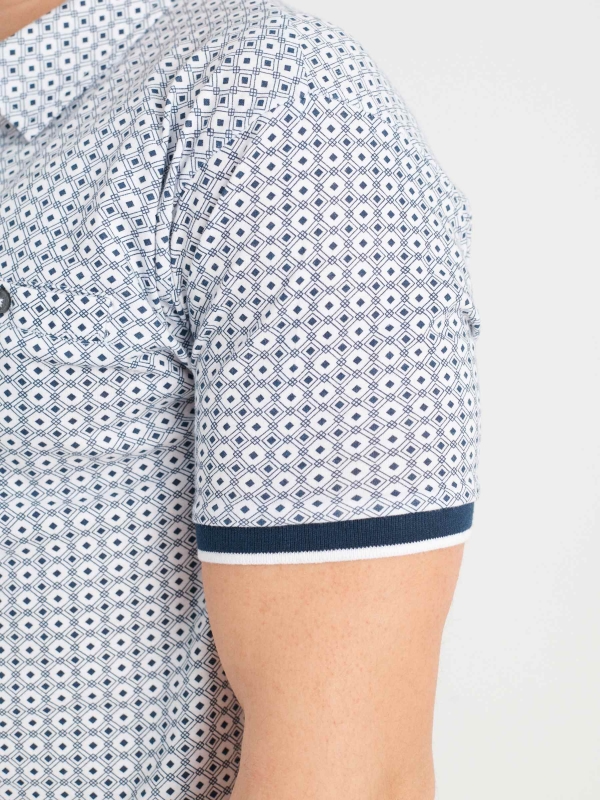 Jacquard polo shirt with pocket navy detail view