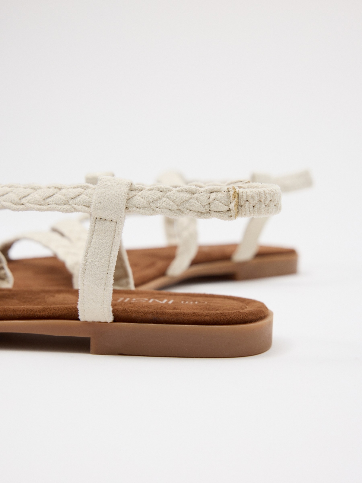 Braided straps sandal white detail view