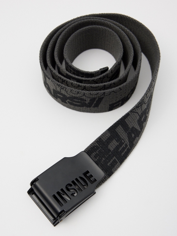 Men's printed canvas belt dark grey buckle