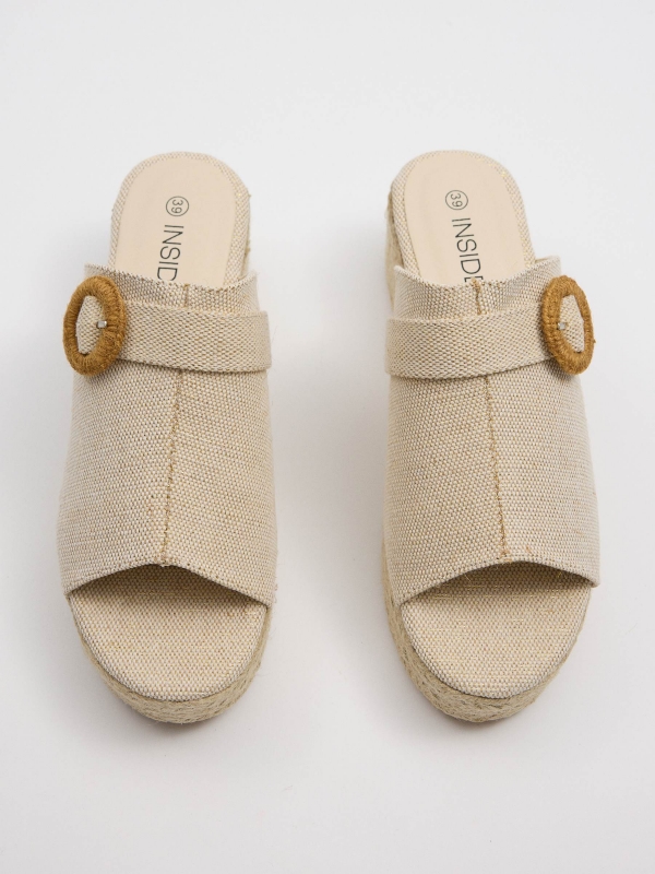 Jute clog with buckle fastening sand zenithal view