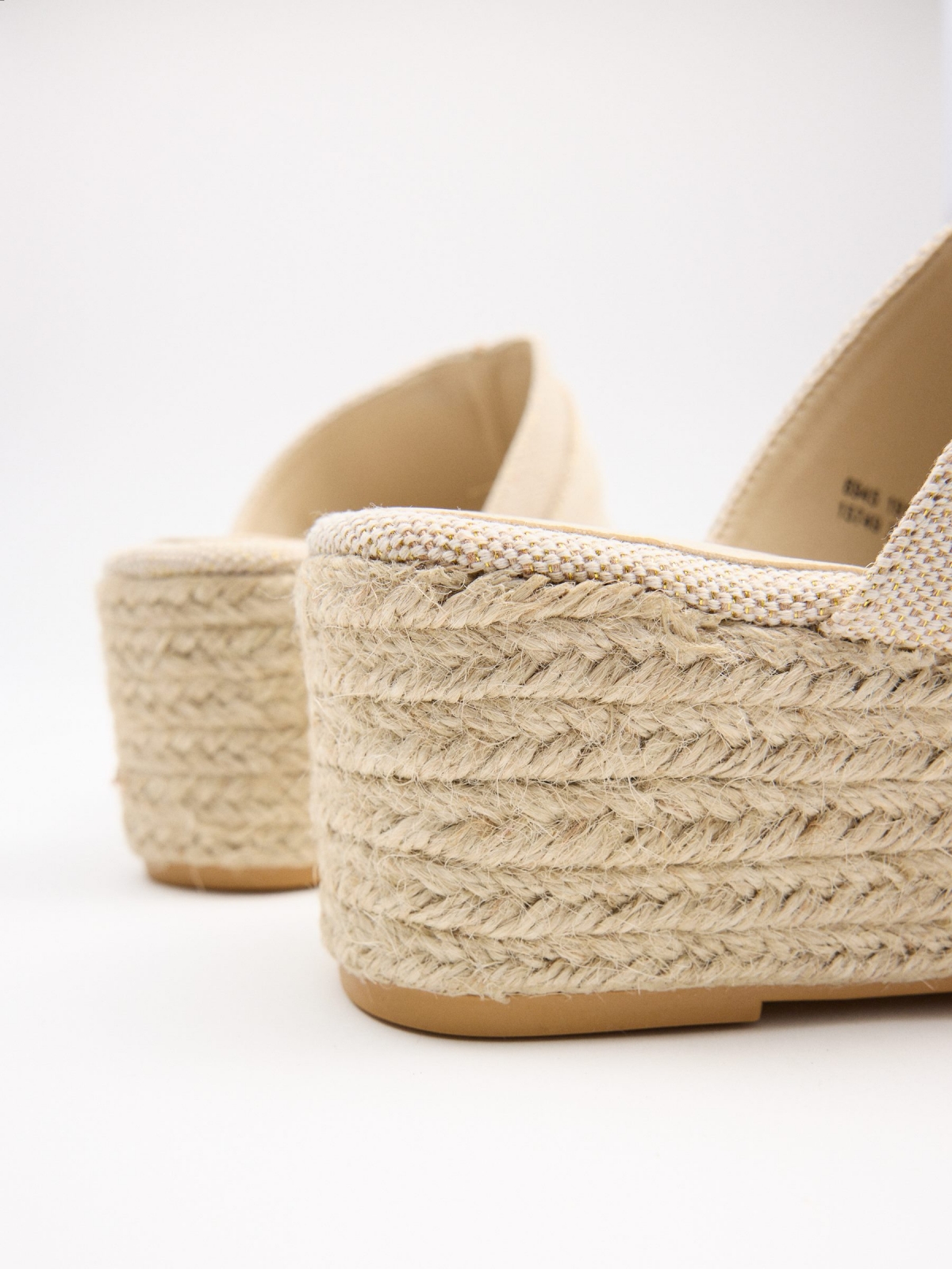Jute clog with buckle fastening sand detail view