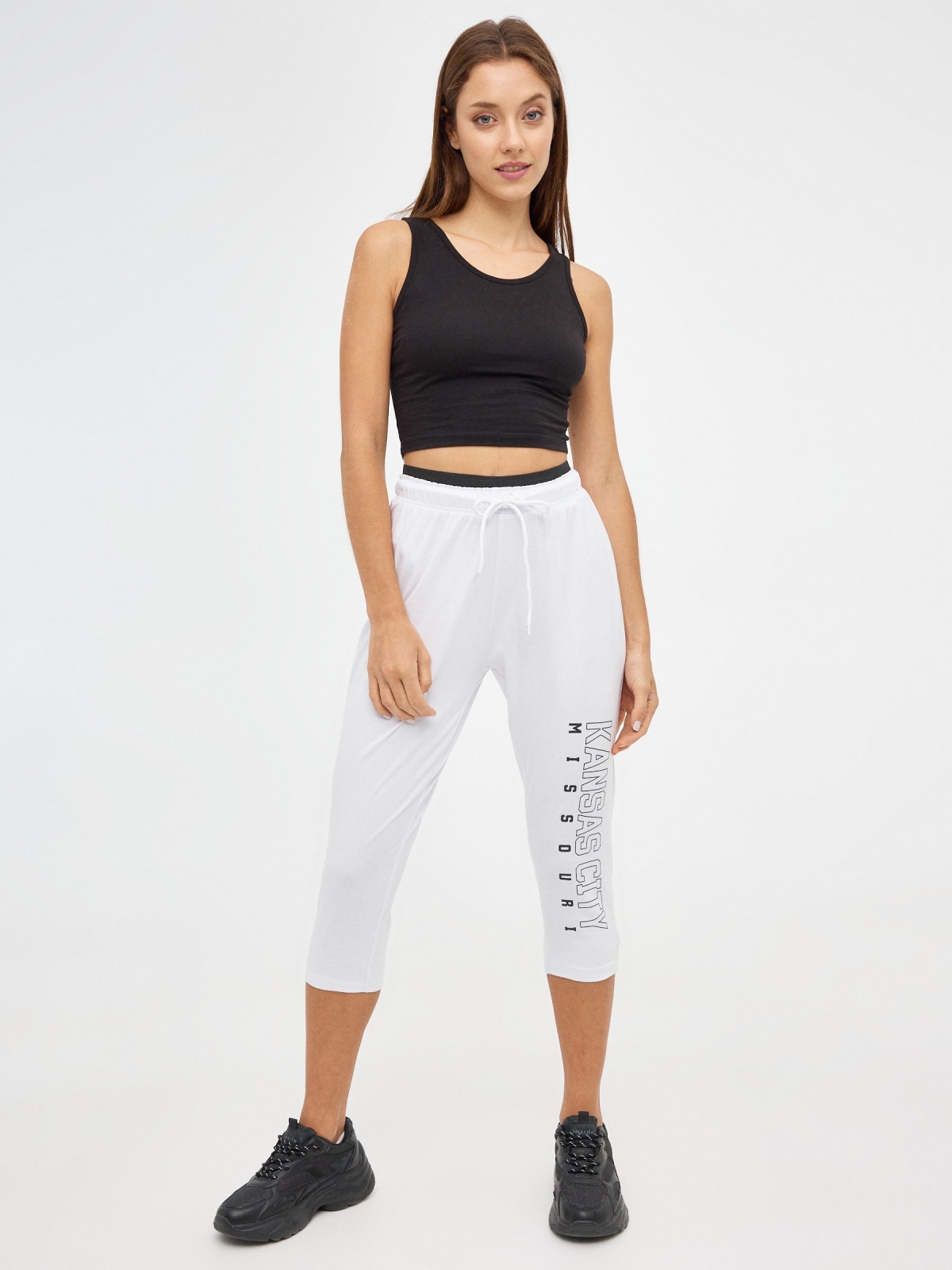 Jogger pants with elastic white front view