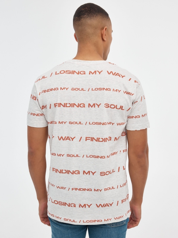 T-shirt printed words grey middle back view