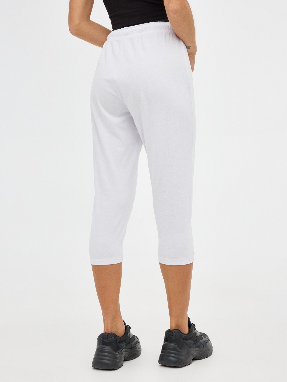 Jogger pants with elastic white middle back view