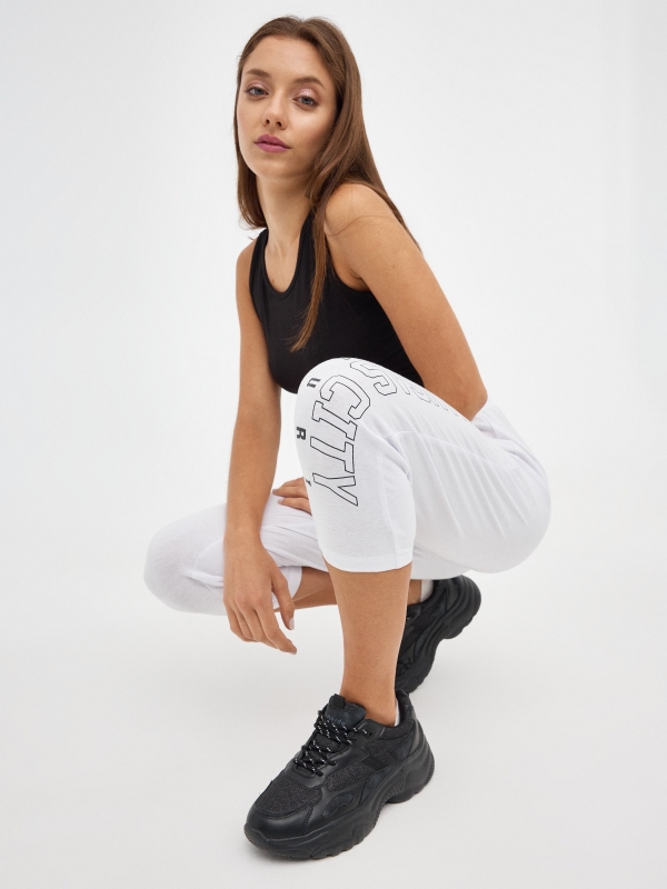 Jogger pants with elastic white detail view