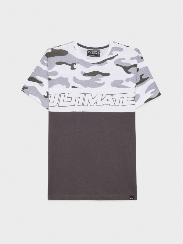  Multi-print T-shirt dark grey