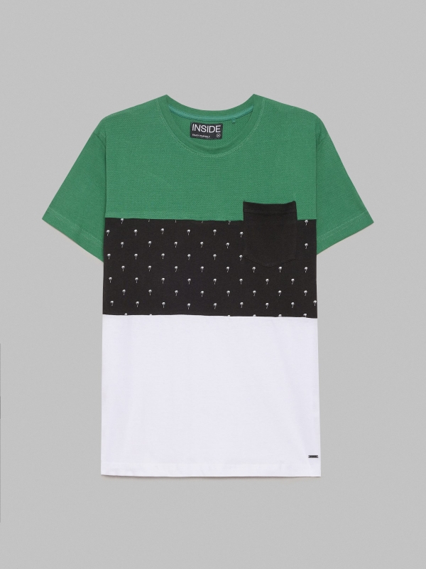  T-shirt em color block com pontos branco