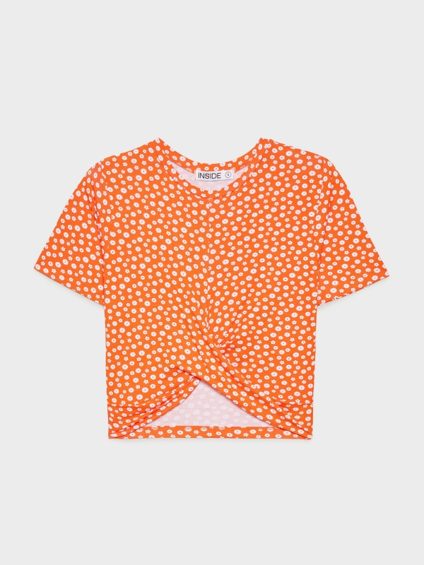  Polka-dot T-shirt with knot orange